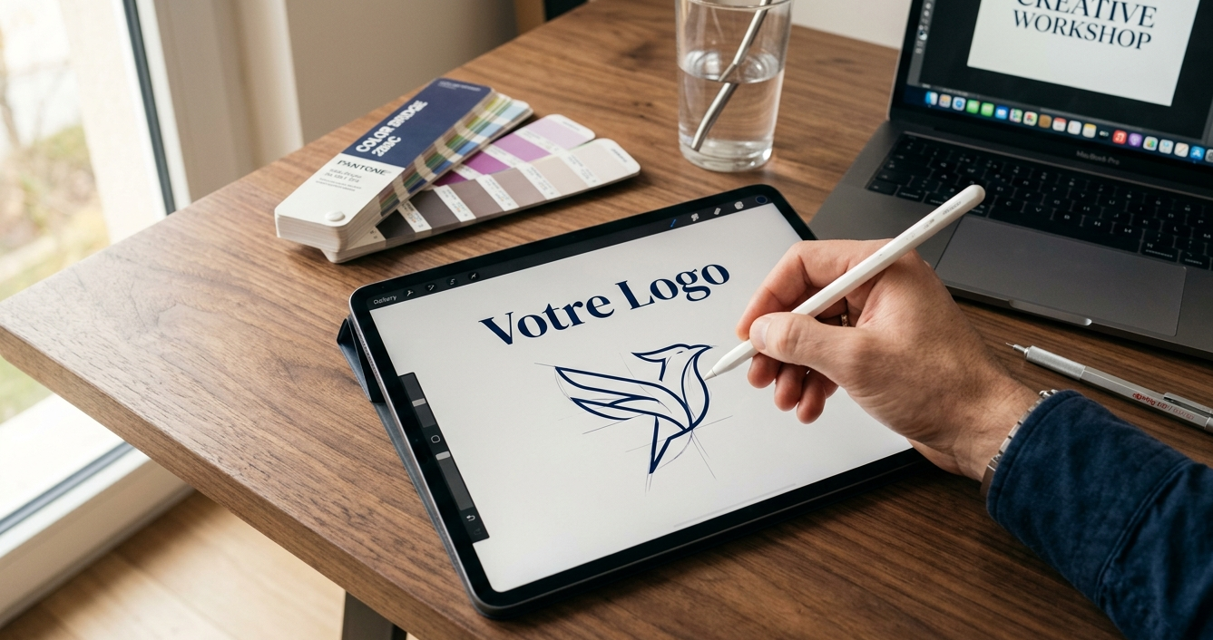 Conception d'un logo sur iPad avec nuancier Pantone — Norvio