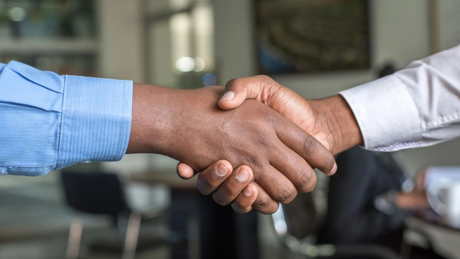 Professional handshake at a business meeting